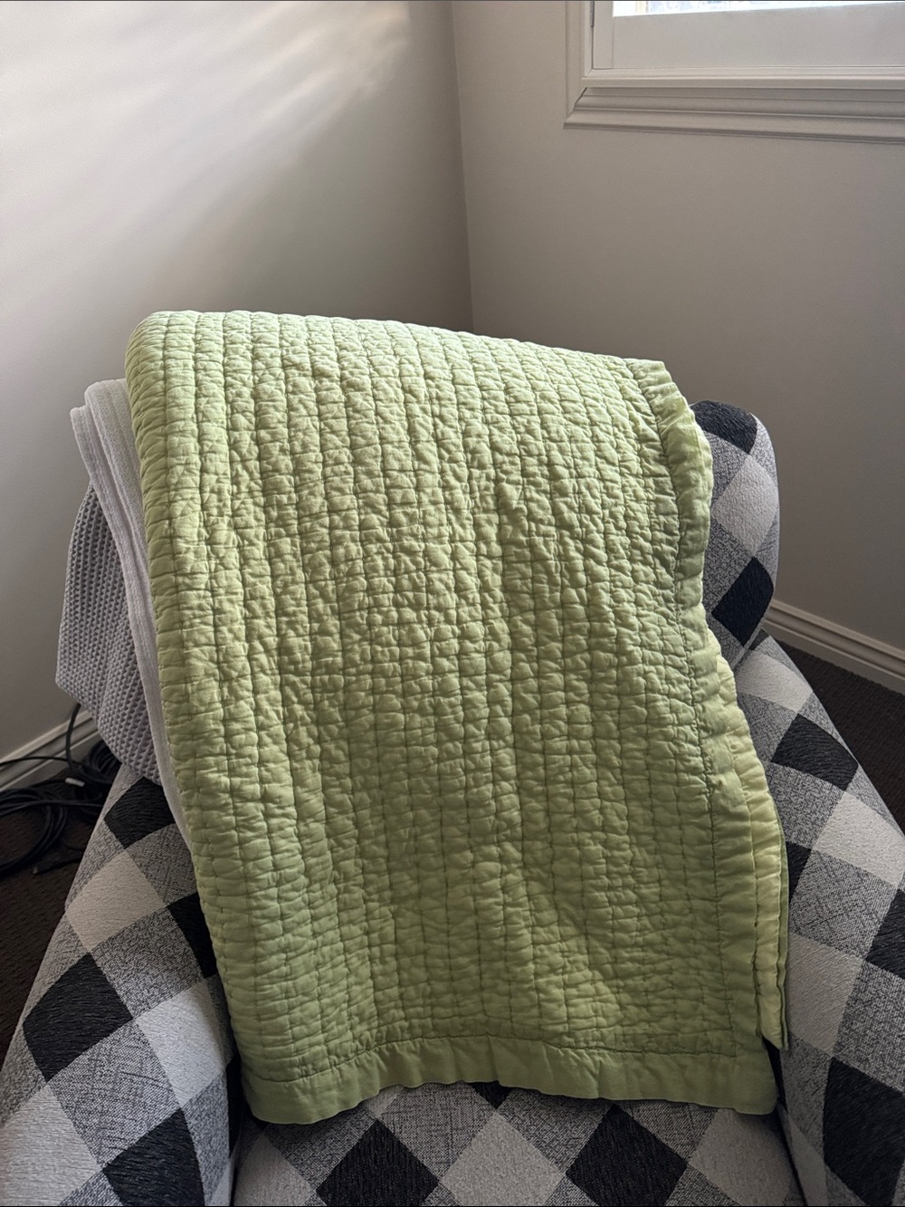 Pottery Barn pick-stitch cotton linen Quilt- Queen